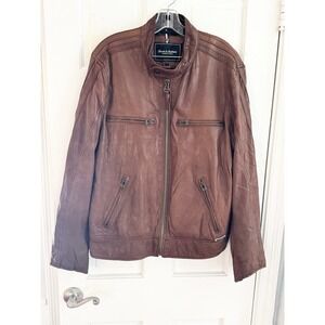 Denim & Leathers Andrew Marc Men's Sz L Bown Motorcycle Lambskin Jacket Movie
